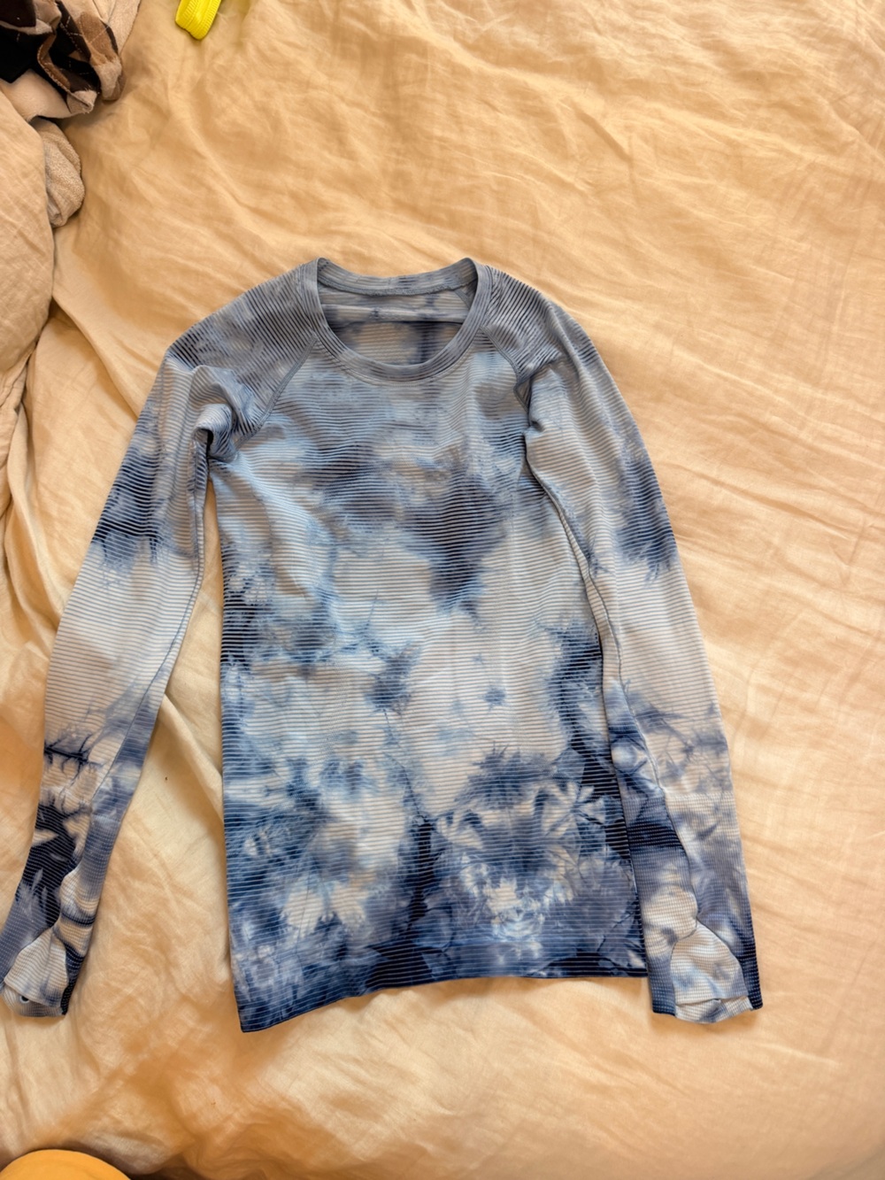 Lululemon Blue Tie-Dye Long Sleeve Ribbed Top